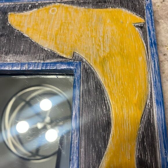 Vintage 19 X 11 Nautical Themed Resin Blue And Yellow Mirror‎ - Picture 8 of 8